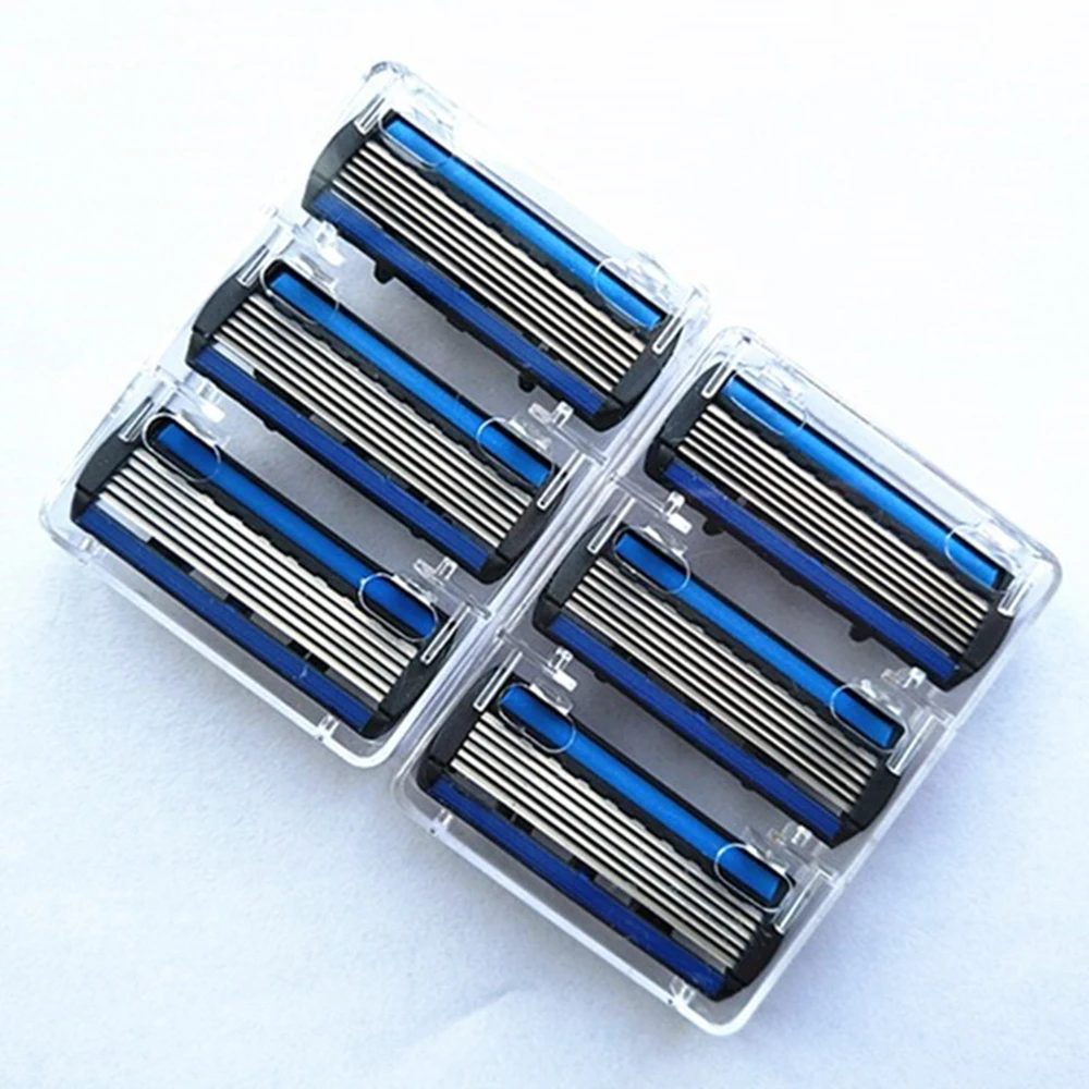 Mens Safety Shaver Razor stainless steel blade 6 layers manual razor blade 1 blade holder 12 heads Mens Shaver Razor