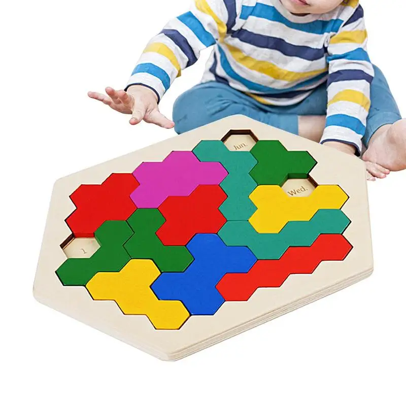 

Wooden Tangrams Puzzles Intelligence Brain Teasers Toy Portable STEM Educational Logic Game For All Ages Challenge Kids Children