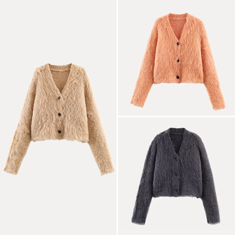 

Ele Personali Women's Knitted Jaet 2025 Winter New Sle European Faion Long Sve ort Coat Button Closure