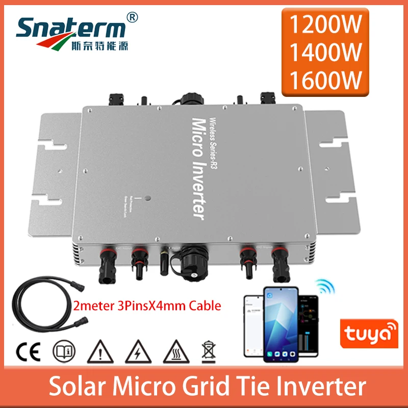 WVC 1200W 1400W 1600W Solar Grid Tie Inverter Input DC22V-60V to AC110V/220V WVC on grid Micro Power Inverter WIFI Version