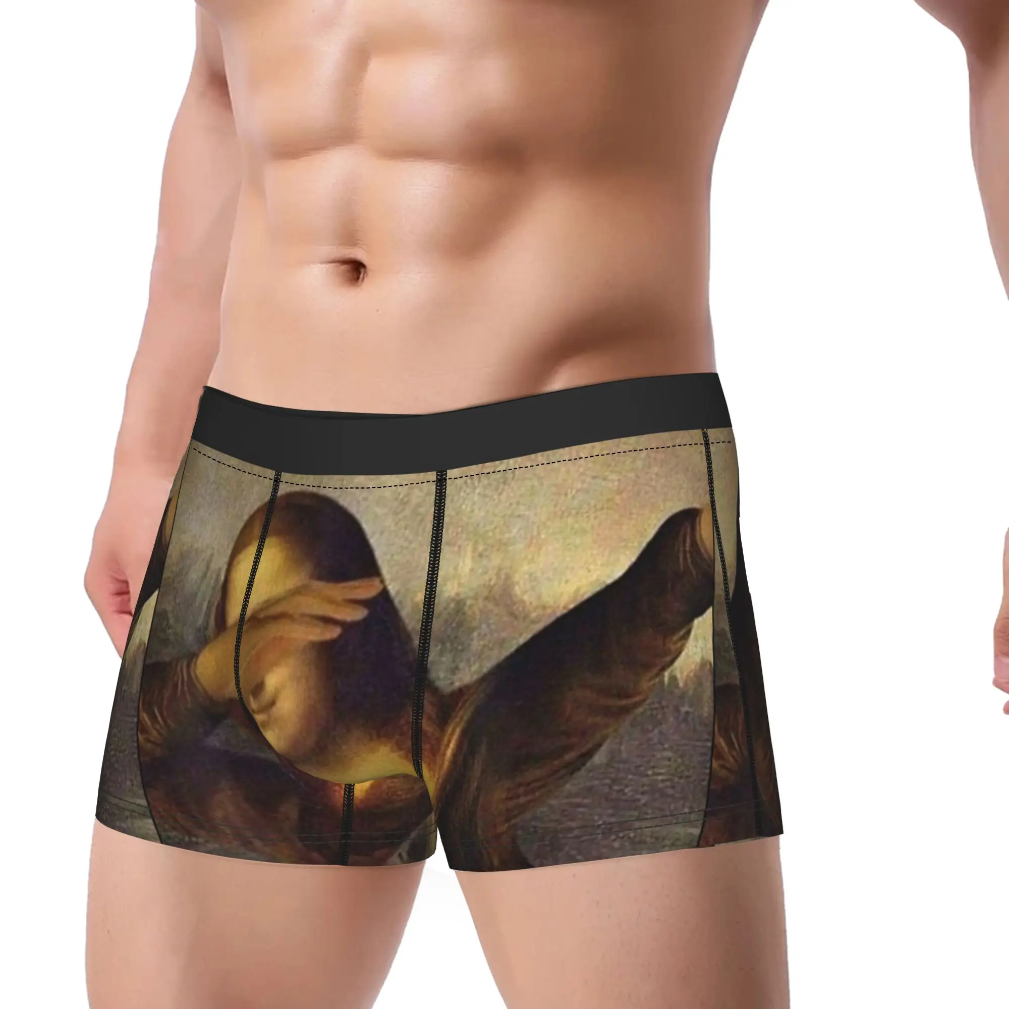 Mona Lisa Polka Dot Underwear  Classic Panties Design Boxer Brief For Males 3D Pouch Large Size Boxer Shorts