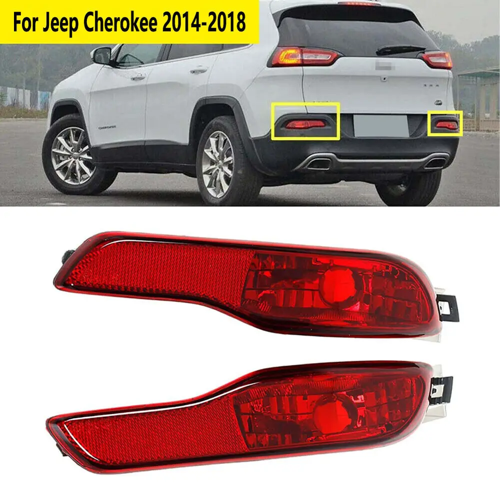 

FIT for 2014-2017 2018 Jeep Cherokee Rear Bumper Fog Light Cover Reflector PAIR 68102876AC, 68102877AC