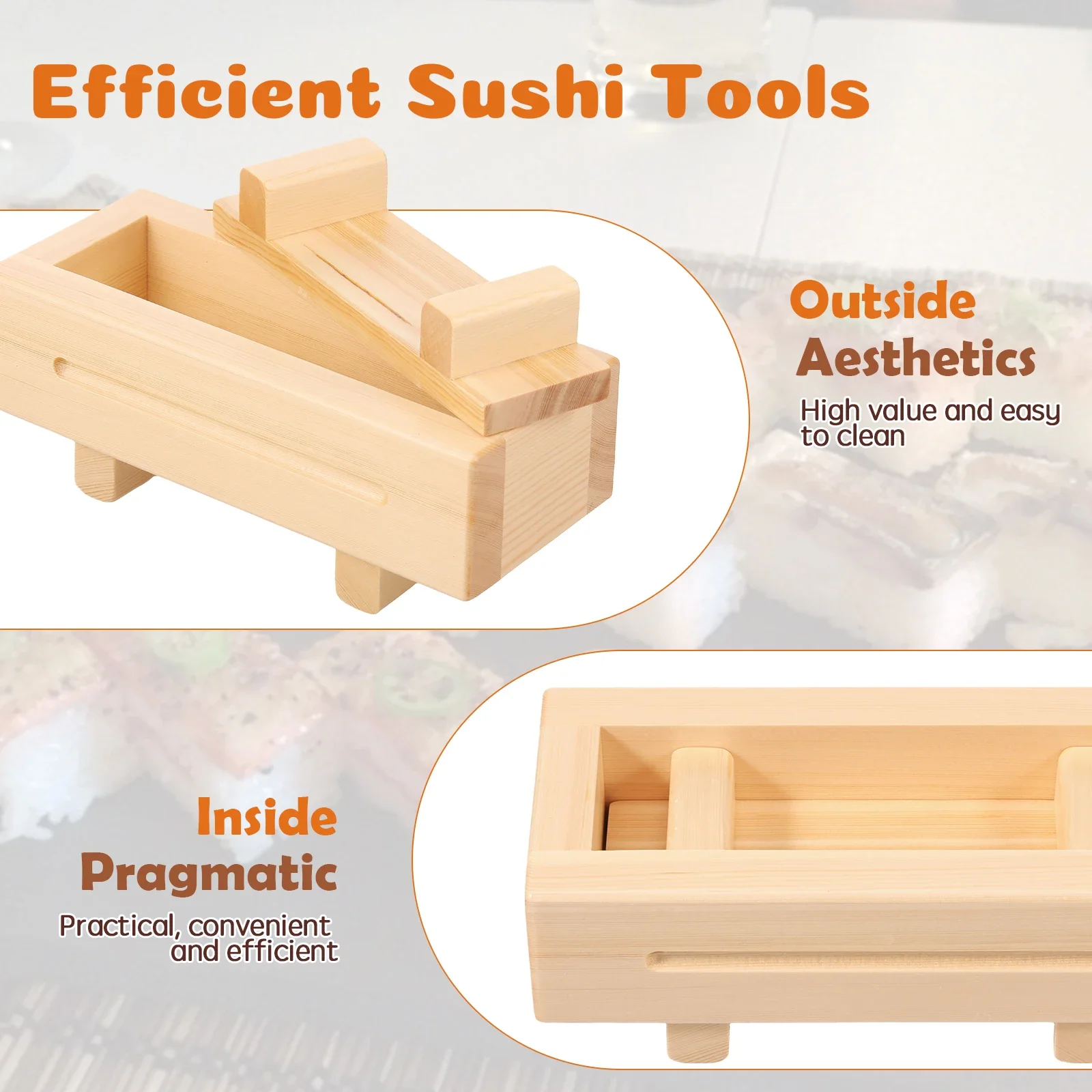 Hot Sushi Press Mold Wooden Rectangular Nigiri Rice Box Sushi Rice Roll Maker Kitchen Gadget Home Restaurant Kichen Tool
