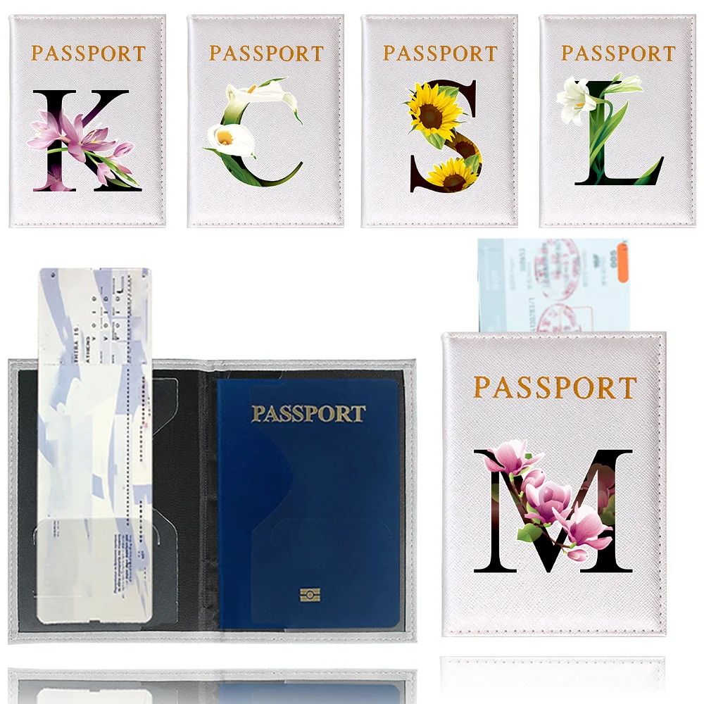 Passport Cover Leather Passport Holder Travel Document Bag Printing Flower Color  Series Passport Bag Travel ID Credit Card Bags