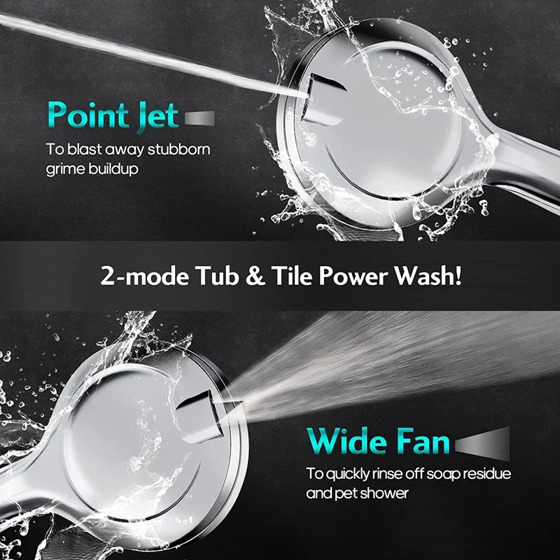 10 Modes 5.04 Inch Shower Head Rain Showerhead Shower Nozzle With Handheld Power Wash To Clean Bathroom