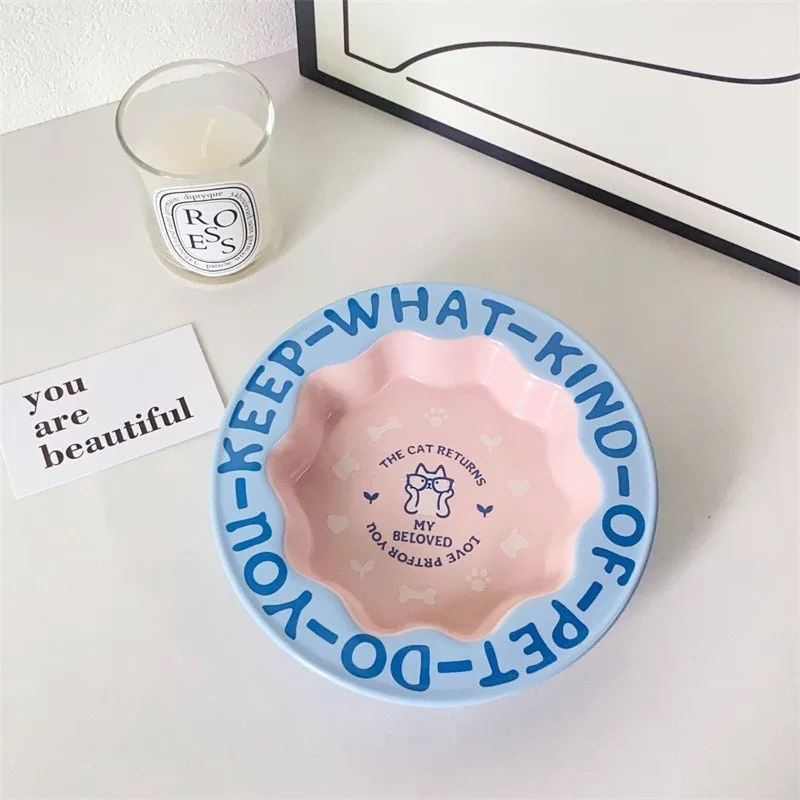 Talerze ceramiczne, wysokiej klasy talerze deserowe, talerze do sałatek owocowych, kreatywne miski na karmę dla kota, miski dla zwierząt, miski na