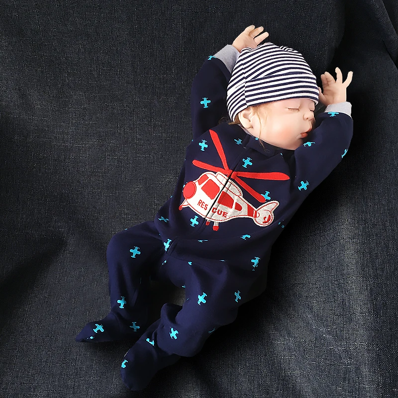 Docinspinal-Pyjama en coton à manches longues pour bébé, combinaison de sport avec fermeture éclair, tenue de dessin animé, vêtements pour