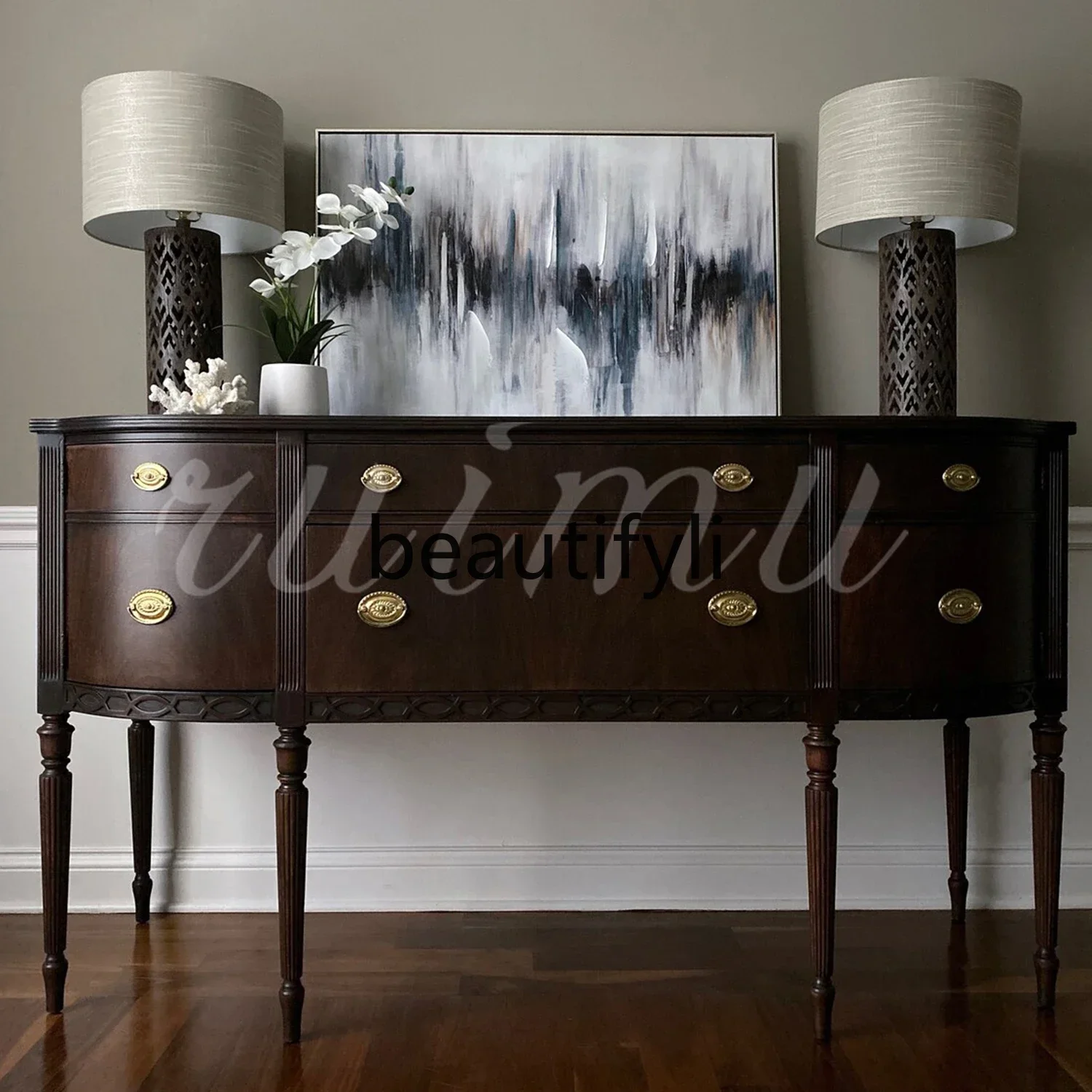 

French antique entrance cabinet villa living room partition cabinet retro small foyer locker