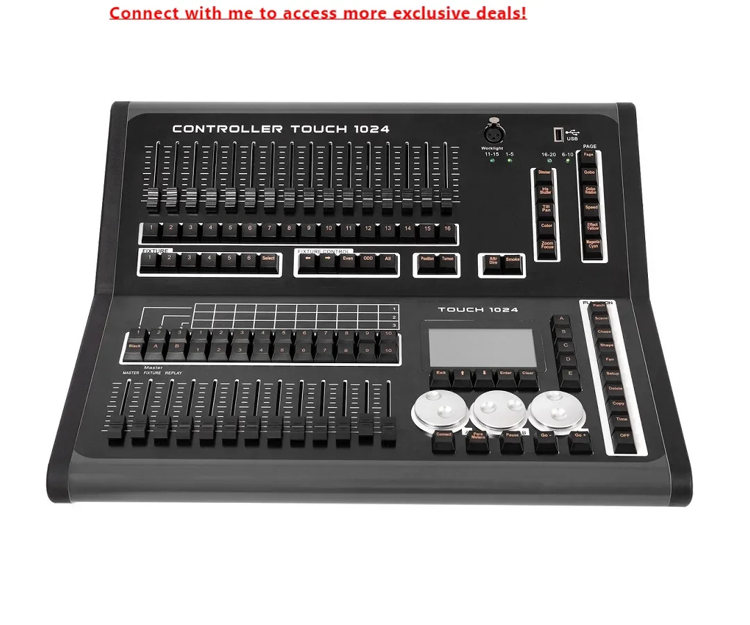 

2025 Latest DMX512 Stage Lighting Controller Capacitive Touch Screen 1024 DJ Controller Lights Console Manual Type DMX