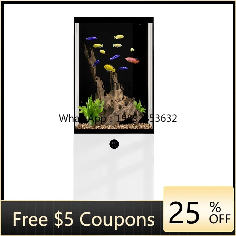 

TQH bottom filter fish tank living room household small ultra-white glass landscaping aquarium intelligent floor