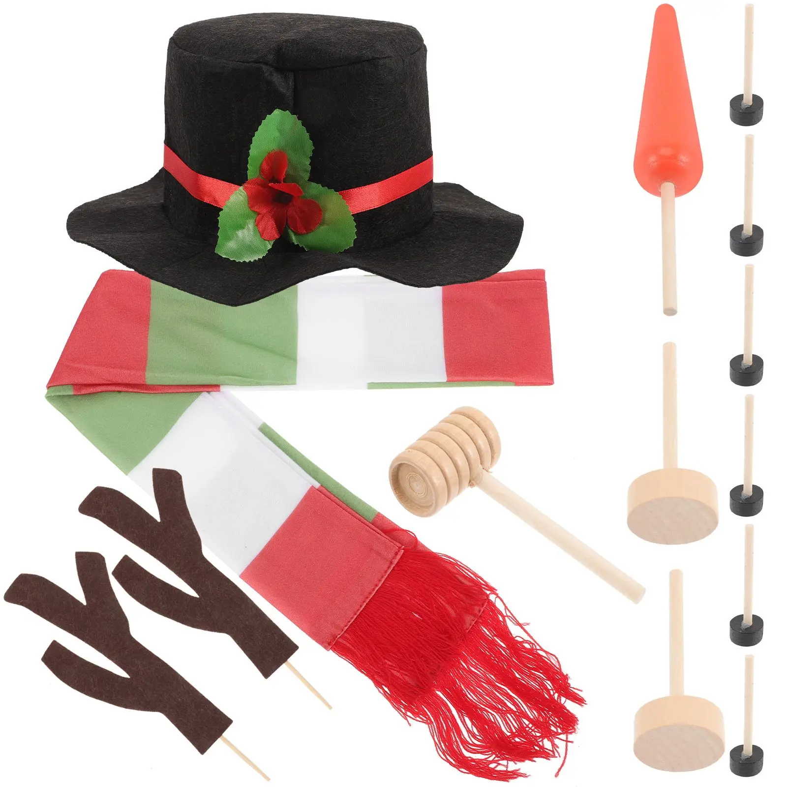 

DIY Snowman Props Christmas Decoration Craft Kids Toy Reusable Snowman Dressing Accessories Outdoor Festive Decorations