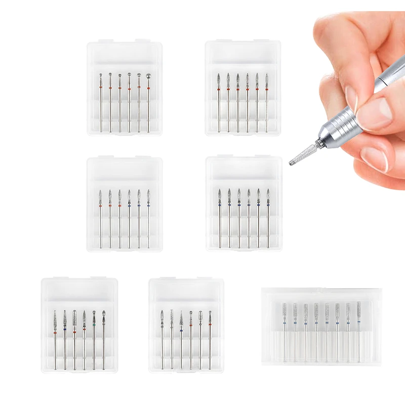 6/8 pçs diamante arte do prego arquivo elétrico brocas polimento cabeça de moagem manicure pedicure máquinas ferramenta acessórios conjunto