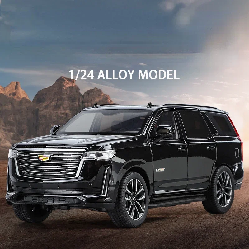 

1:24 Cadillac Escalade SUV Alloy Car Diecast Metal Model Sound & Light Desktop Collection Decorative Gift Boys Display Ornament