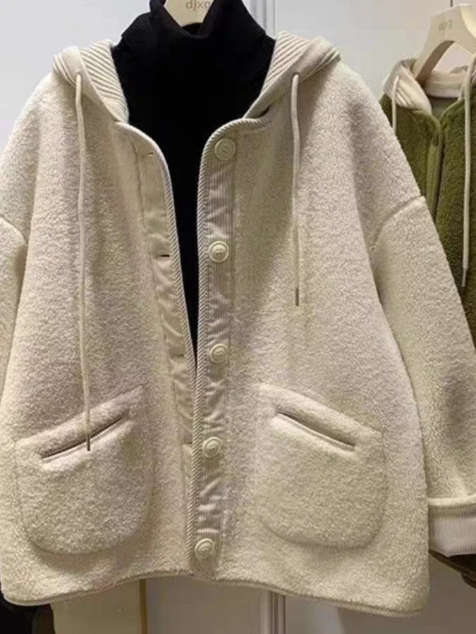 

Теплое повседневное лоскутное пальто с капюшоном и воротником из меха ягненка, новинка зимы, женское хлопковое пальто Jaet Regular Sve Long