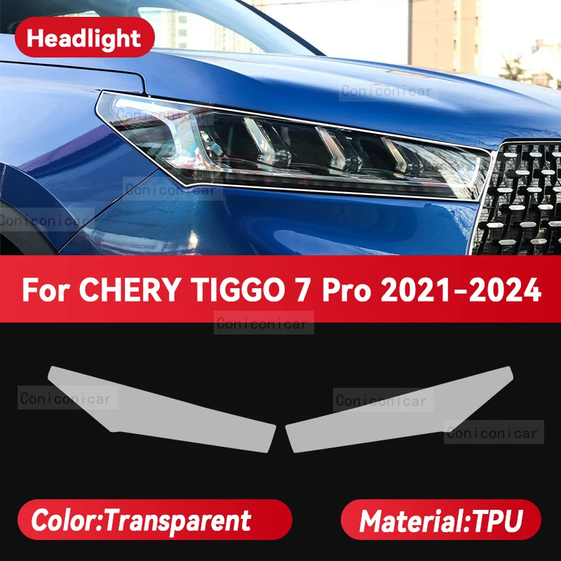 For CHERY TIGGO 7 PRO 2022-2024 Car Headlight Protective Film Front Light Transparent TPU Anti-scratch Headlamp Accessories