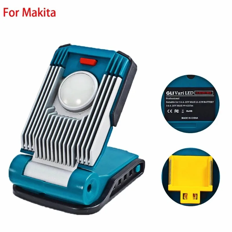 Zewnętrzna przenośna lampa robocza LED dla DeWalt dla Makita dla Milwaukee dla Bosch 18V 20V bateria wysokiej jakości Led Light