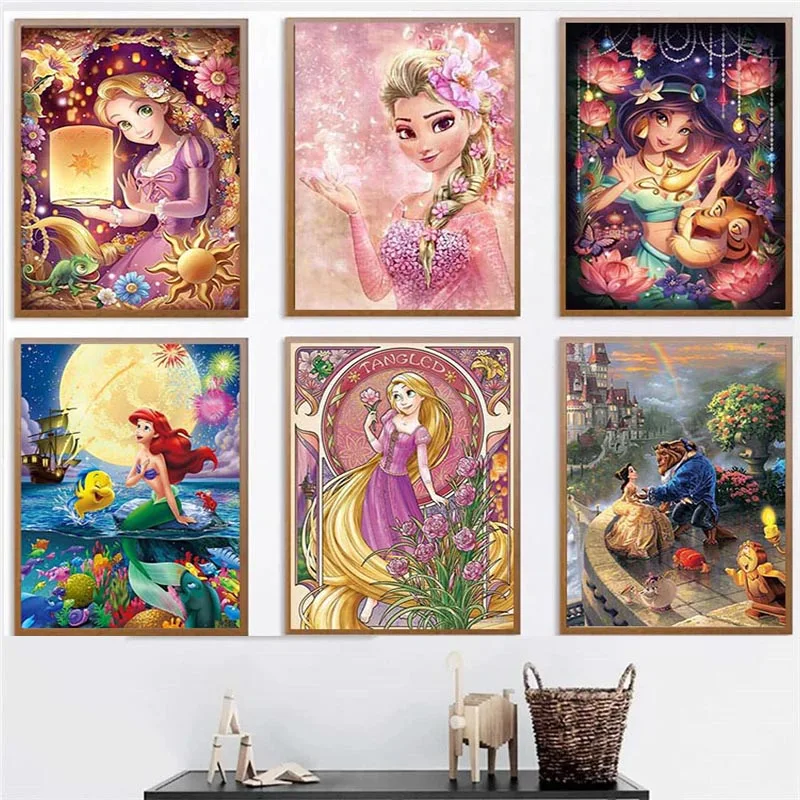 Постеры Disney живопись на холсте, мультфильмы красавица чудовище, абстрактные настенные художественные картины для детей, украшение для дома