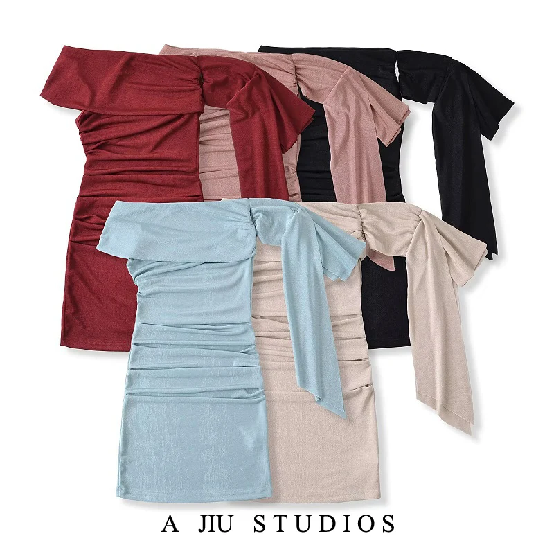 

Pure Desire Sexy One oulder Dr Summer Women's High Waist Bla Vest Svel Bodycon ort Skirt Polyester Spandex