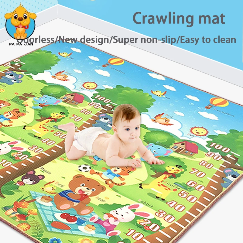 

Baby Play Mat Rolled, 150x200cm Thick 1cm XPE Foam Waterproof, Extra Large Crawling Mat, Kids Infant Non-Slip Reversible Playmat