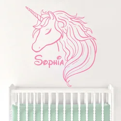 1 pc colorful unicorn Personalized Name Waterproof Wall Stickers Wall Art Decor For Baby's Rooms Wall Art Sticker Murals