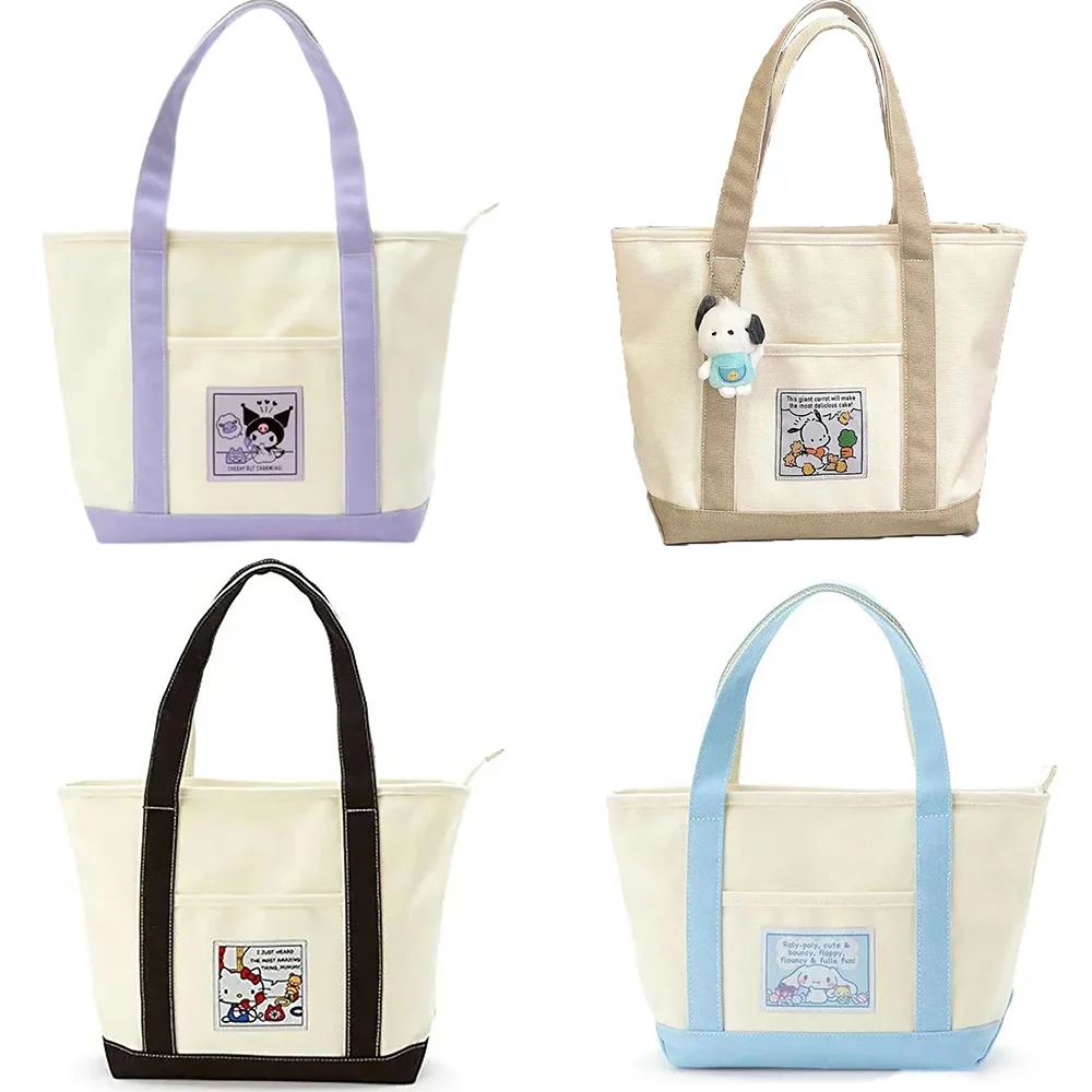 Cinnamorol Canvas Tas Leuke Cartoon College Handtas Grote Capaciteit Schouder Tote Sanrio Kawaii Anime Opbergtas Mode Rugzak