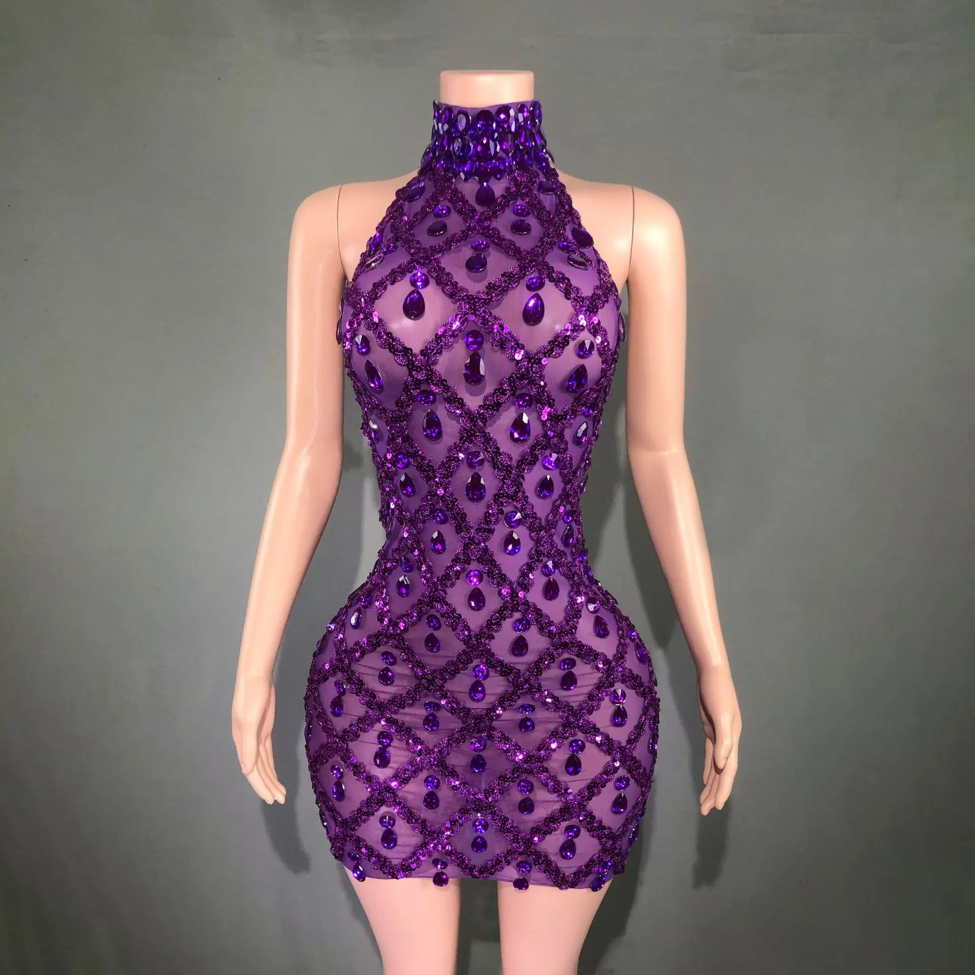 

Birthday Costume Diamond Performance Costume Shiny Diamond Evening Dress Dress Gloves Hot Diamonds Vestidos Para Festas Luxuosas