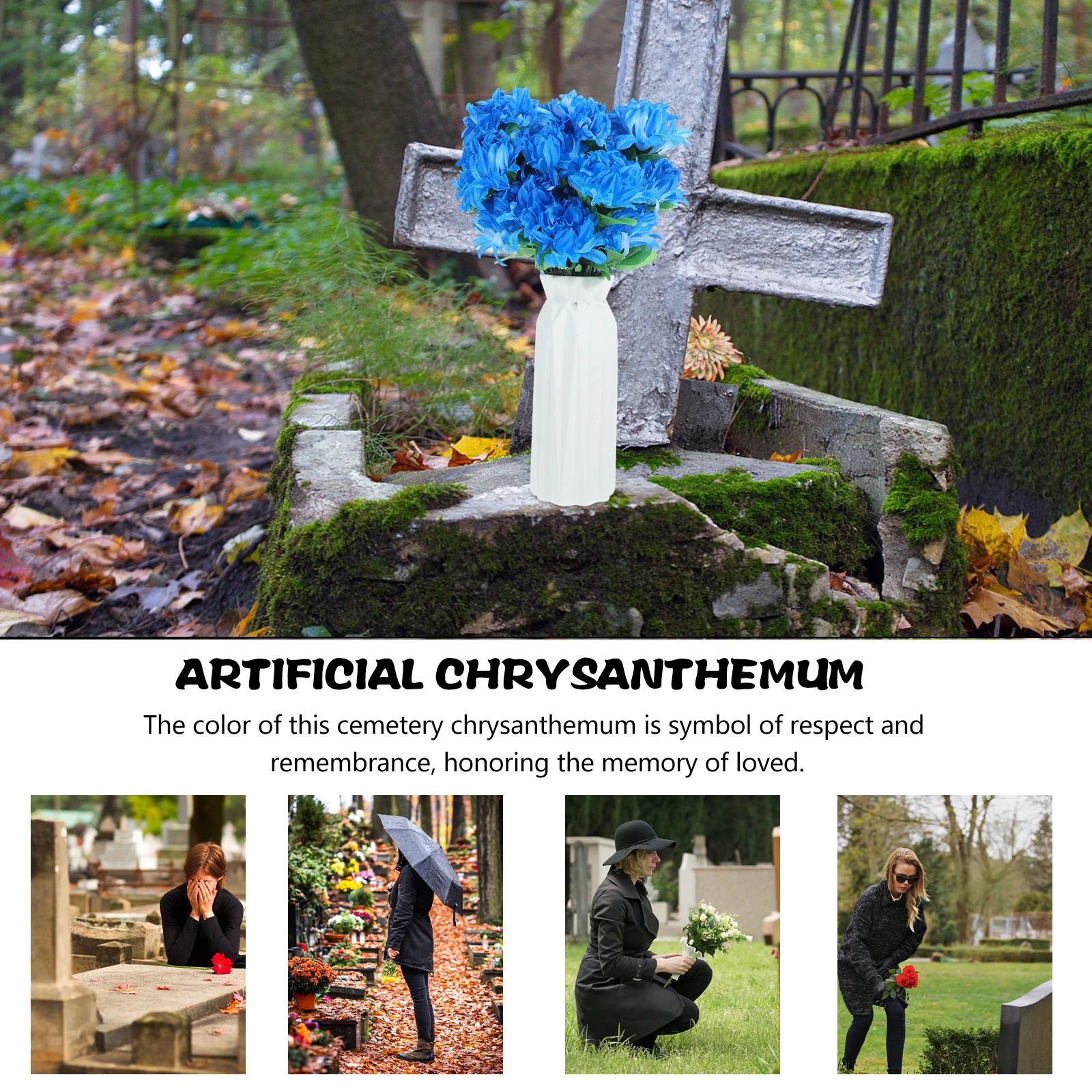 

6 Bundle Artificial Chrysanthemums Realistic Simulation Cemetery Flower Decoration Outdoor Fake Flower