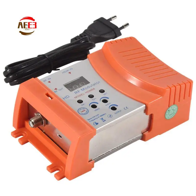 AEE3-New HDM68 Modulator Digital RF Modulator AV To RF Converter VHF UHF PAL/NTSC Standard Portable Modulator EU Plug