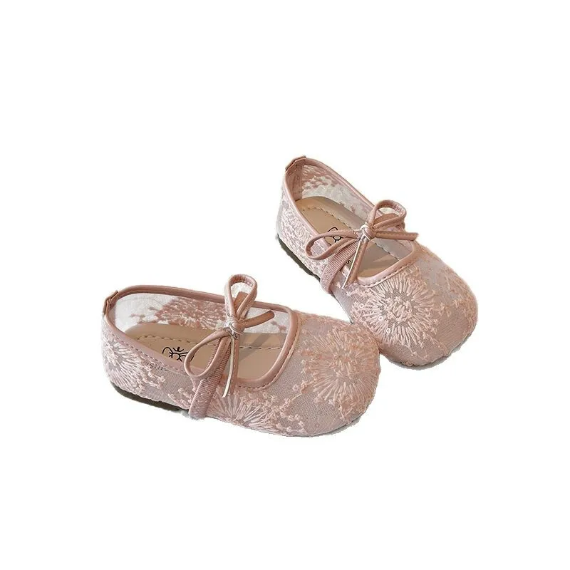 2026 Summer Kids Shoes Girls Sandals Lace Floral Princess Shoes Children Soft Sole Flat Party Dress Breathable Shoes image 5