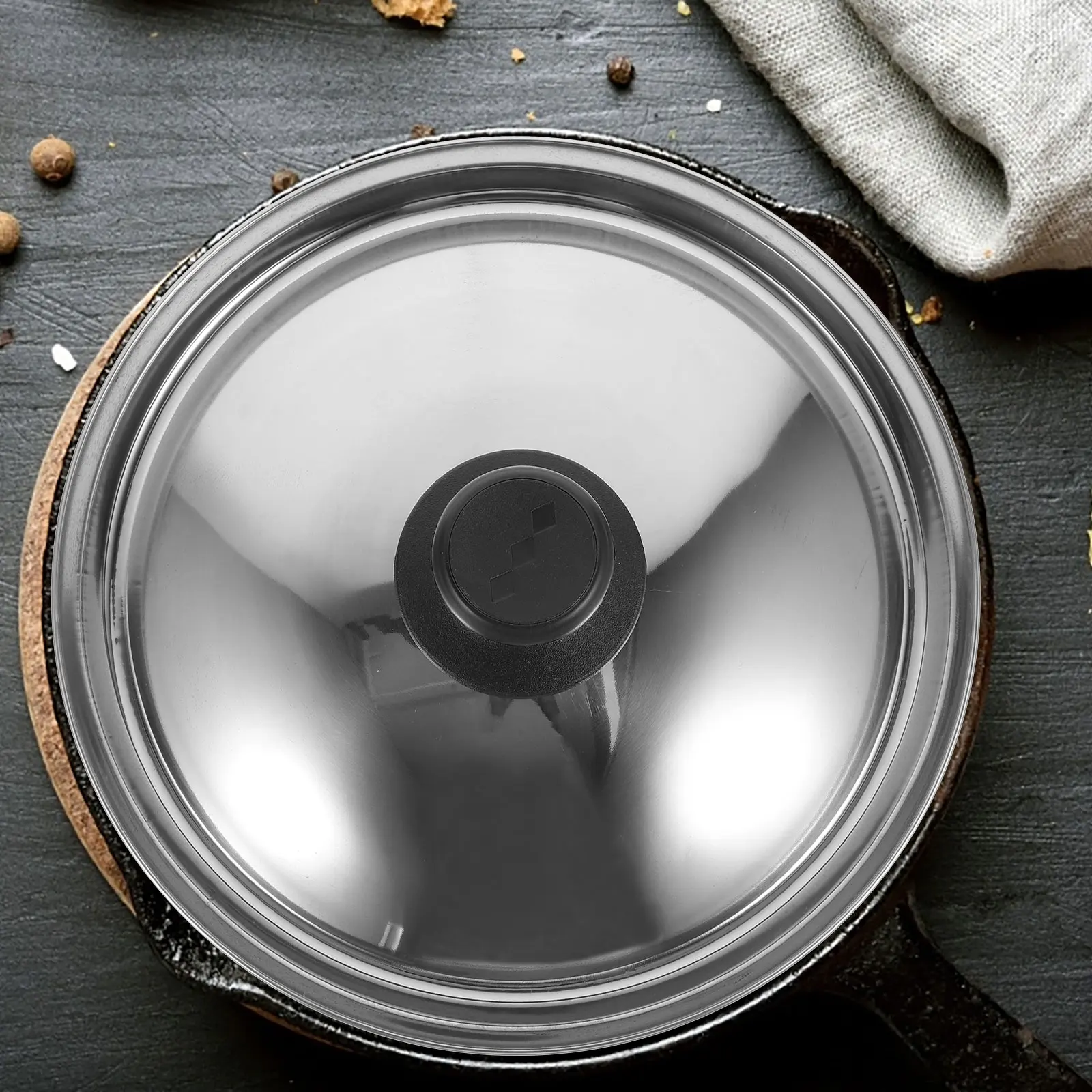 

Stainless Steel Pot Lid Metal Pan Cover Anti-Scald Handle Kitchen Supplies Easy to Use Anti-Scald Lid for Pots and Pans