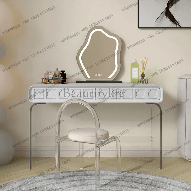 Painted vanity vanity, French cream-style acrylic vanity table, vintage floating vanity