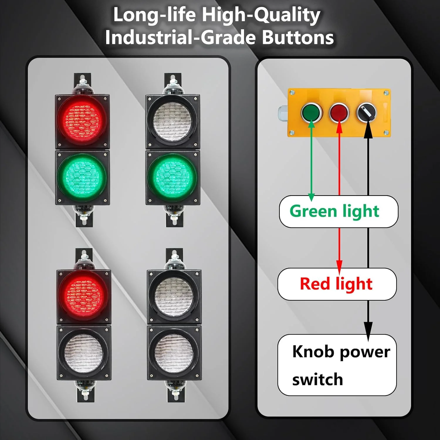 신호등 빨간색 녹색 스틱 안전 신호등 표시기 경고 100mm 제어 버튼 컨트롤러 보안 Led 신호 220v