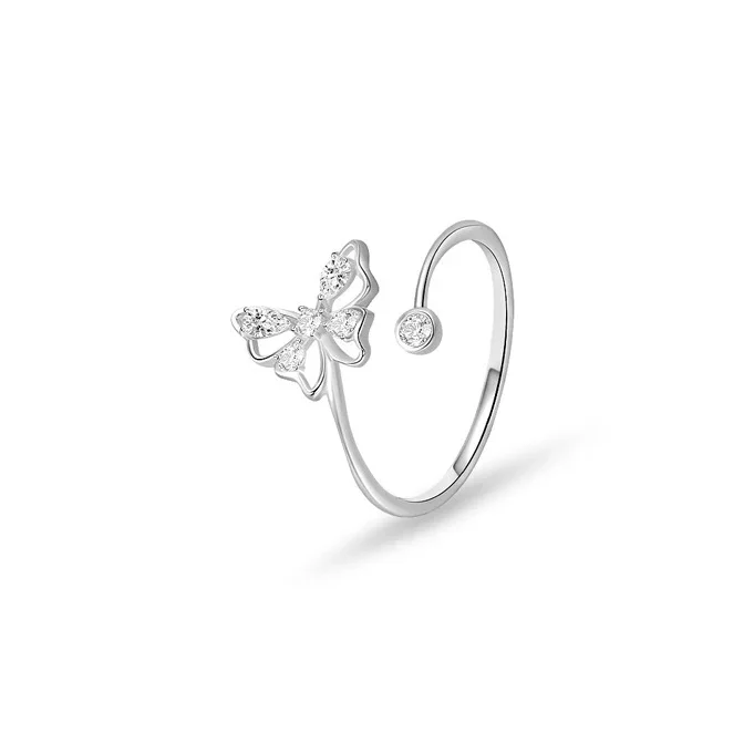 Vivilady 925 Zilverkleurige Holle Zirkonia Vlinder Fee Ringen Voor Vrouwen Fijne Sieraden Minimalistische Accessoires