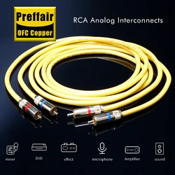 Pair Preffair High Purity OFC Copper hifi Audio Cable with Gold plated RCA jack 2RCA to 2RCA Single Wires extension cable