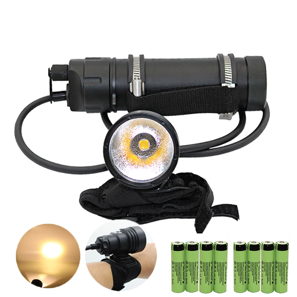 Underwater XHP70 latarka LED do nurkowania wodoodporna Split wrist Led light nurkować latarka światło użyj baterii 4x18650