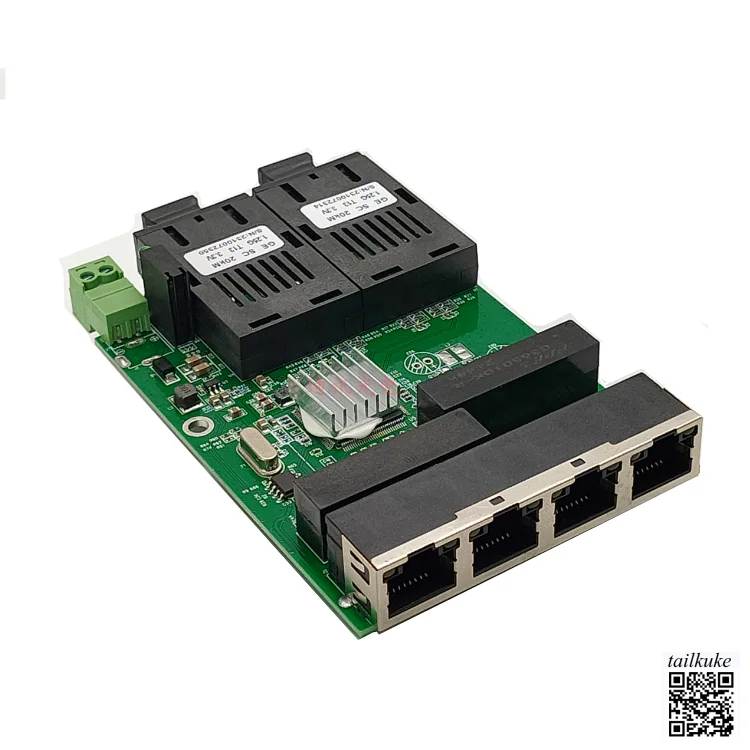 

12 В для майнинга, 100 Мбит/с, адаптивная оптоэлектронная плата, 2-оптический 4-электрический переключатель, оптоэлектронная плата преобразования, одномодовый