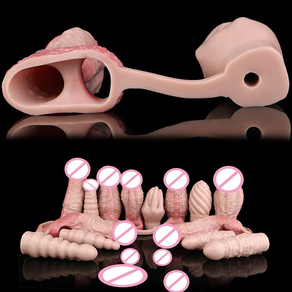 ORALSX Silicone Open-ended Penis Sleeve Dual Purpose Integrated Anal Plug with vibrating Function Sex Toys For Men Pleasure 18+