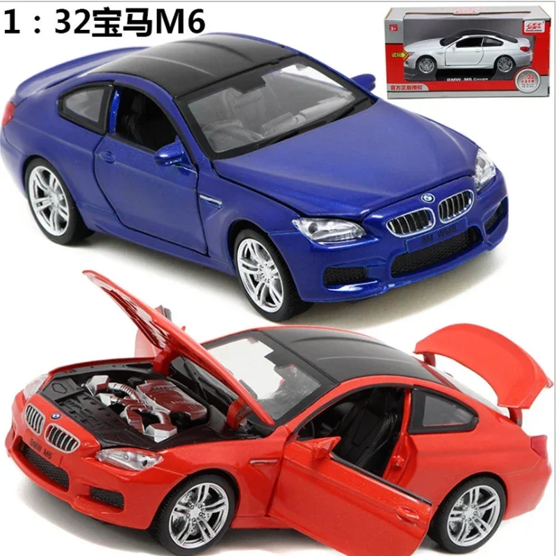 1:32 Simulation BMW M6 Alloy Car Metal Door Coupe Model Sound And Light Pull Back Toy Car Model Collection Decoration Boy Gift