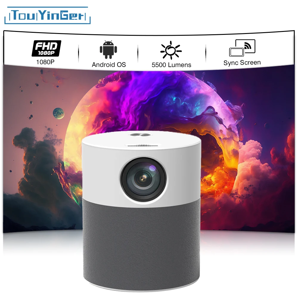 

New Touyinger T9 Native Full HD Portable Projector 1080P Beamer Home Theater Video Movie（Android 9.0 WIFI Blutooth Keystone)