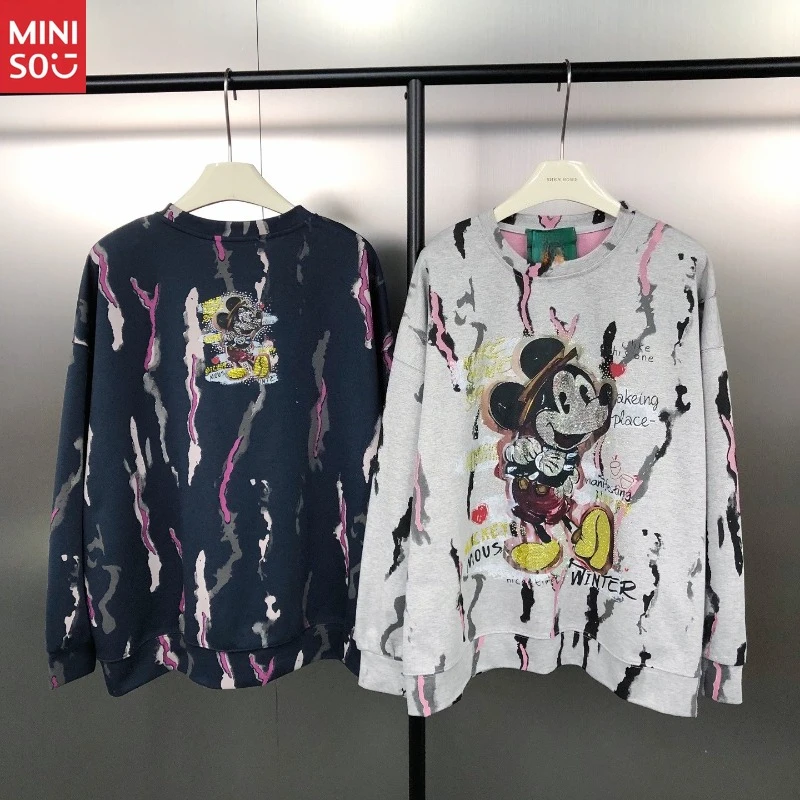 

Disney Streetwear Hoodie: Heavy Rhinestone & Mickey Print Oversized Pullover, Unisex