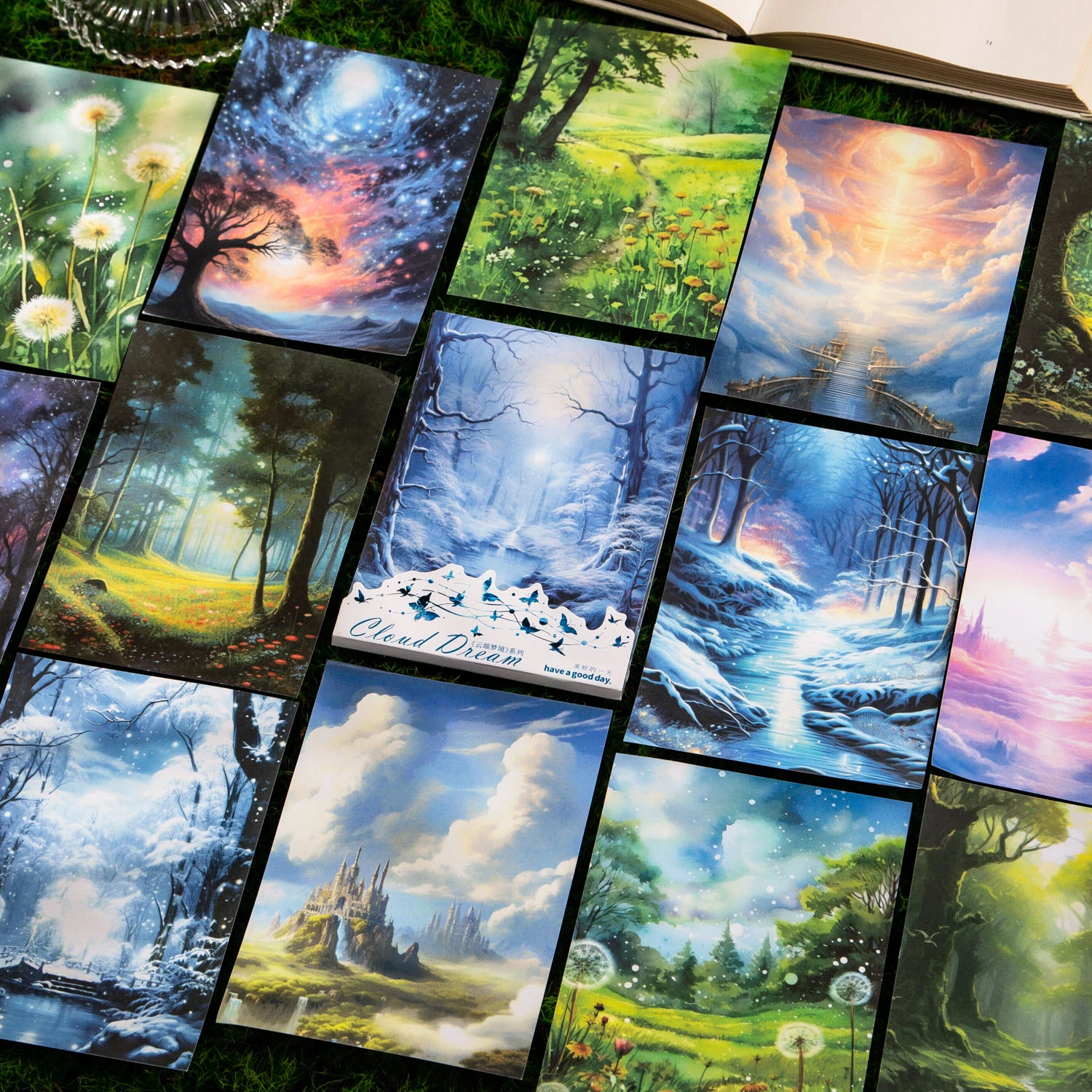 15 Sheets Cloud Dream Series Literary Landscape Special Oil Washi Sticker Creative DIY Journal Collage Decor Stationery