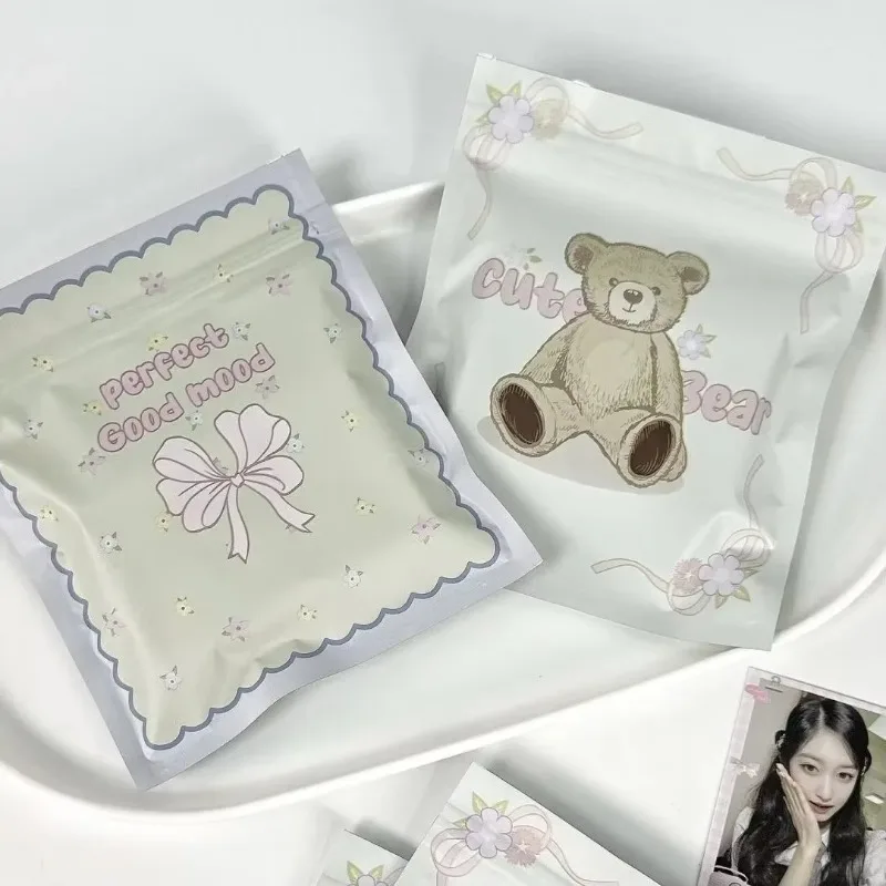 

20Pcs Cute Fairy Bear Bow Matte Ziplock Bag Girl Gifts Kpop Photocard Packaging Homemade Blind Bag Material Girls Desk Organizer