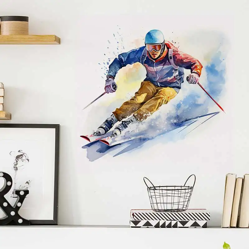 Winter Sport Skiing Wall Stickers Living Room Sofa Background Decoration Wallpaper For Home Decor Boy Room Art Decals S859