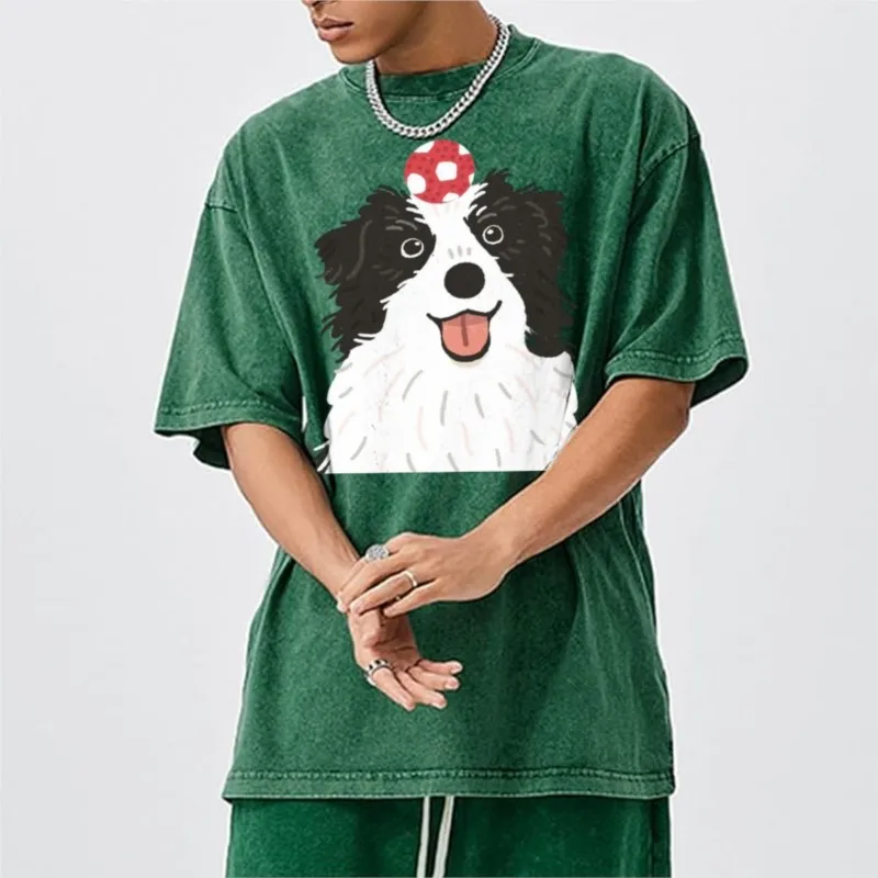 

Повседневная женская футболка из стираного хлопка, блузка высокого качества с принтом собаки, футболки с круглым вырезом и короткими рукавами, женские топы по индивидуальному заказу