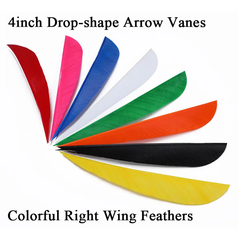 50pcs 4inch Drop-shape Arrow Feathers Archery Carbon Wood Arrow Shaft DIY Right Wings Fletching For Bow Hunting Shooting Acc