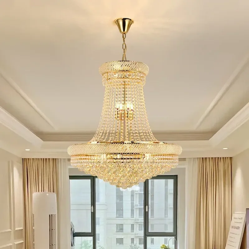 for Villa Duplex Floor Living Room Large Chandelier Modern Simplicity Luxury Crystal Lamp Empty Building Middle Floor Loft