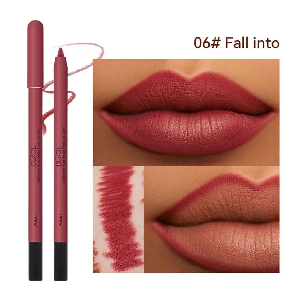 Fluweel Matte Lipliner Nieuwe Waterdichte Matte Matte Lippenstift Potloden Non-Stick Cups Glad Lipliner Potlood