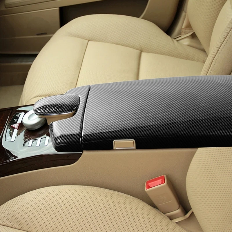 

Автомобильная центральная консоль, подлокотник для уборки и поддержания порядка, защитные наклейки, отделка, Внутренняя крышка из углеродного волокна для Mercedes Benz S Class W221
