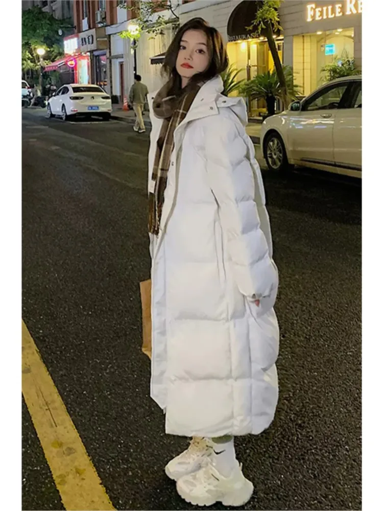 ผู้หญิงเกาหลีฤดูหนาวยาวลงเสื้อแฟชั่นหนาHooded WARM Parkas Coat Casual Homecomingเสื้อผ้าOuterwears