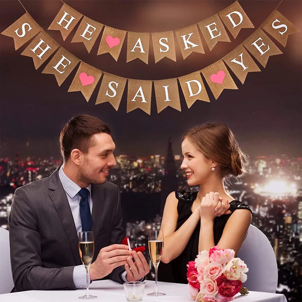 ABGH-3 Pcs Banner Engagement Decorations Rustic Bridal Shower Bunting Garland For Wedding Engagement